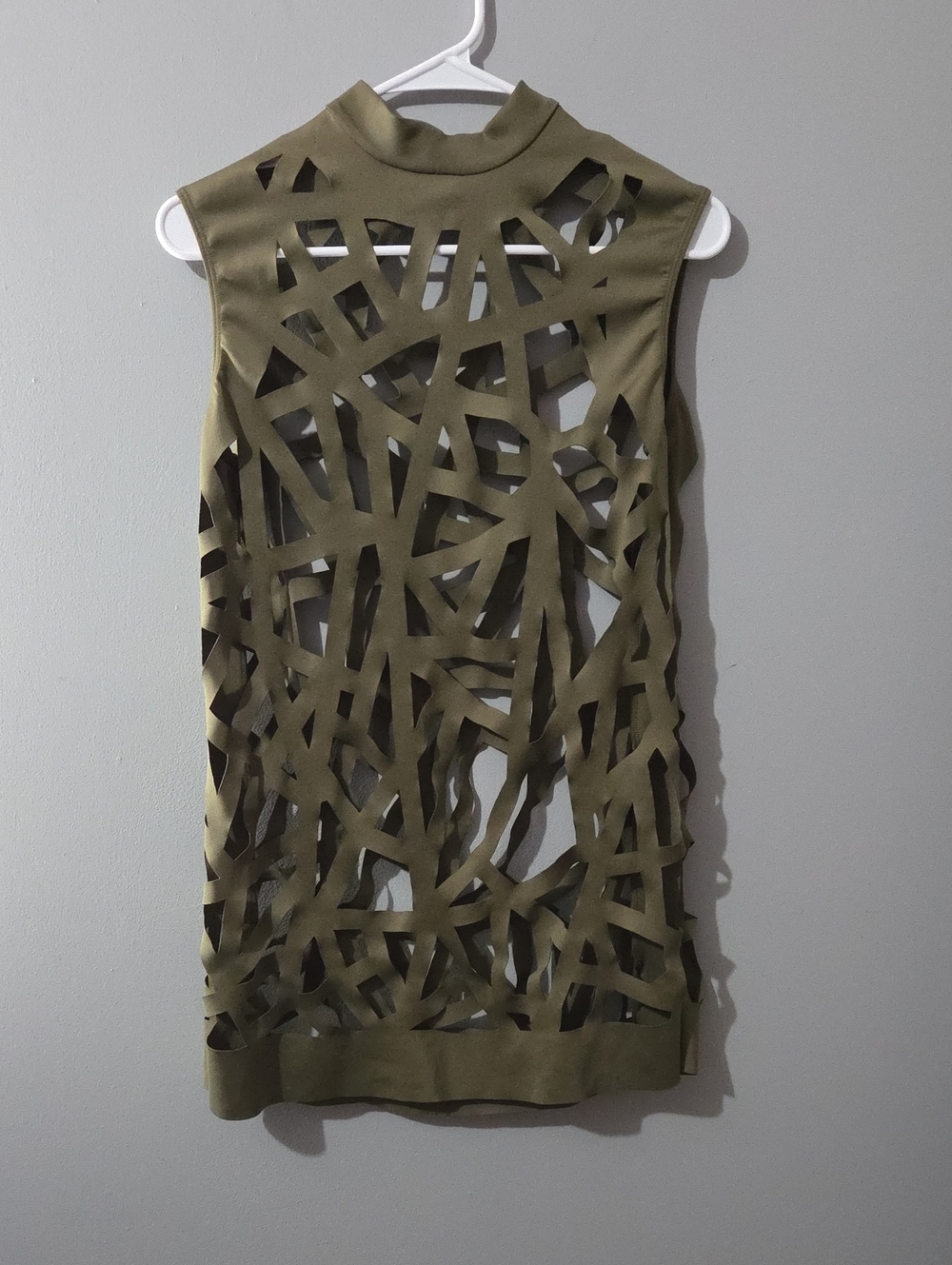Dance-Olive Cutout Sleeveless Mock Neck Dress